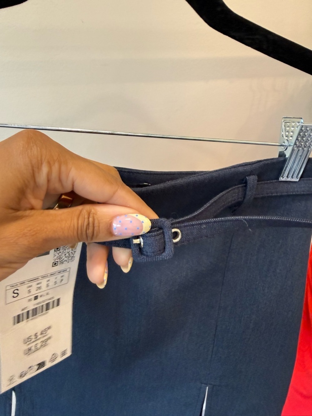 NWT Zara Women’s Belted Slit Front Mini Skort in Dark Indigo Blue Size Small - Picture 6 of 7